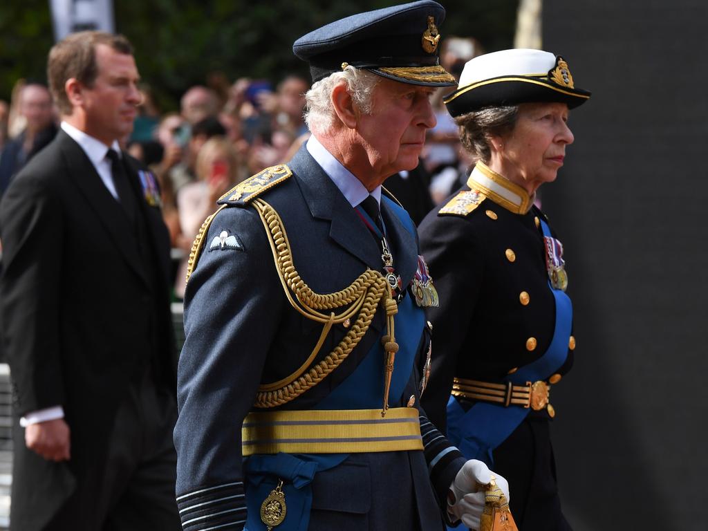 King Charles walked alongside Princess Anne. Picture: Getty Images.