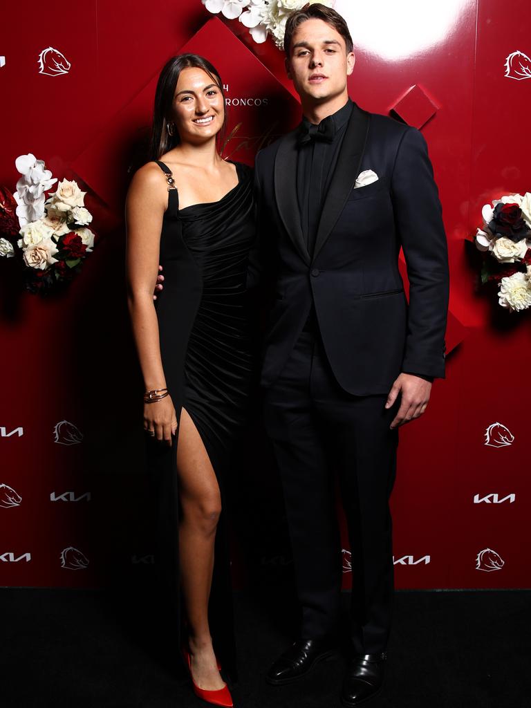 Jett Bryce and Dior Scholz at the Broncos awards night. Picture: David Clark