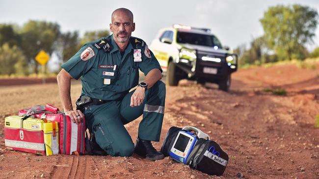 Intensive Care Paramedic Paul Reeves is responsible for thousands of square kilometres in Central Australia. Picture: Chloe Erlich