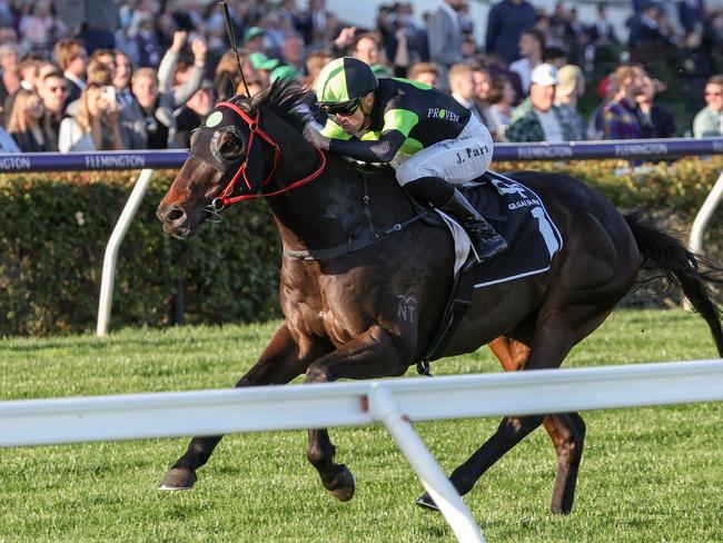 Private Eye ridden by Joshua Parr wins the Gilgai Stakes at Flemington Racecourse on October 01, 2022 in Flemington, Australia. (Photo by George Sal/Racing Photos via Getty Images)