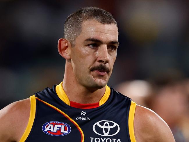 ADELAIDE, AUSTRALIA - APRIL 04: Taylor Walker of the Crows looks dejected after a loss during the 2024 AFL Round 04 match between the Adelaide Crows and the Melbourne Demons at Adelaide Oval on April 04, 2024 in Adelaide, Australia. (Photo by Michael Willson/AFL Photos via Getty Images)