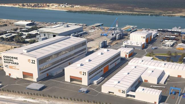 An artist’s impression of the upgraded ASC Osborne Naval Shipyard. Picture: Australian Naval Infrastructure