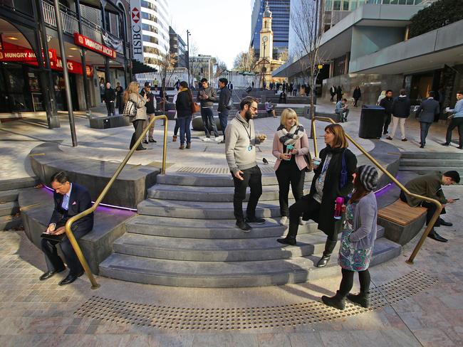 Brett Whiteley Place provides open space in the North Sydney CBD. Picture: Phillip Rogers.