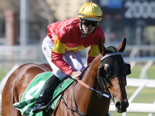 Jockey Aaron Bullock returns to the scale after riding Magic Choir to victory in Race 2, the TAB Highway Handicap, during Royal Randwick Race Day at Royal Randwick in Sydney, Saturday, August 4, 2018. (AAP Image/Simon Bullard) NO ARCHIVING, EDITORIAL USE ONLY