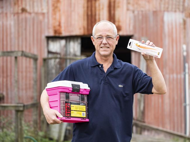 QBM - The covid-19 shutdown has been a boon for hooked-on-line founder Paul Nieuwenhuys who has seen surge more than double as people get outdoors and thrown line in, pic of Paul with some of his gear. Pic Mark Cranitch.