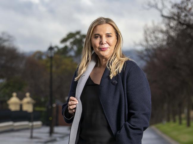 August 12, 2022: There are now 85 million-dollar suburbs in SA. Selling agent Stephanie Williams on Robe Tce in Medindie, the original million dollar suburb. Picture: Naomi Jellicoe