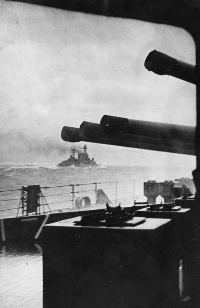 Final shot ... The last known photograph of HMS Hood, pictured from the battleship King George V on the morning of May 24, 1941. Source: Imperial War Museum