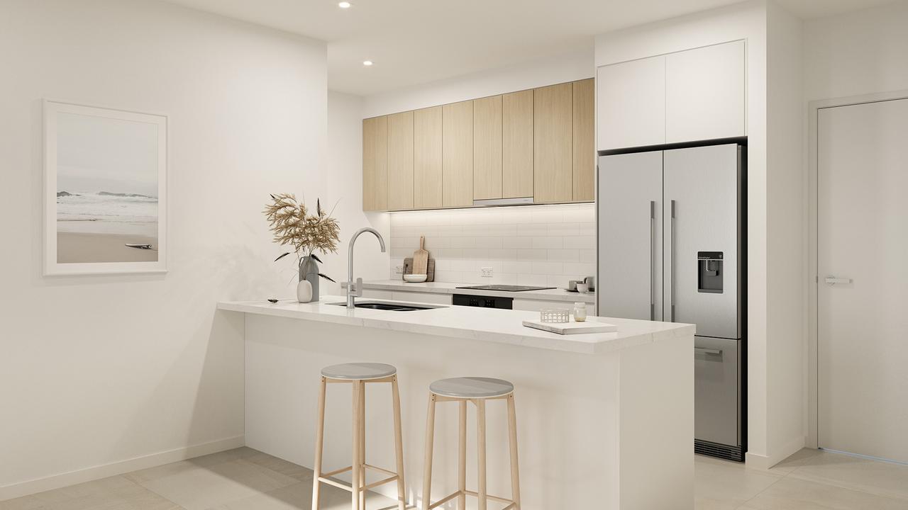 Inside rendered images of a three bed apartment at the upcoming Hof complex on Hofmann Drive in Noosaville.