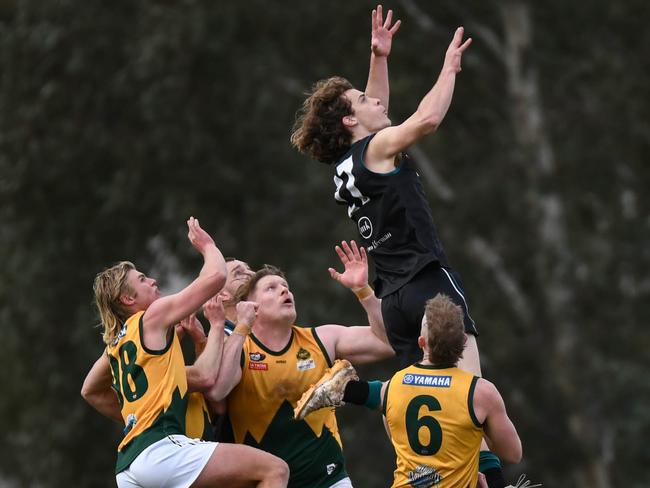 Noah Mooney takes flight for Laurimar. Picture: Nathan McNeill