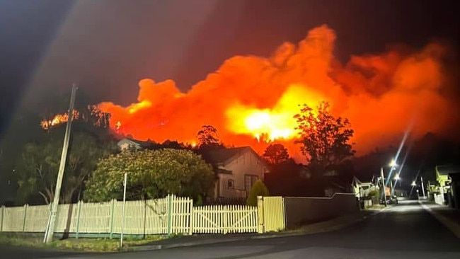 Bushfire burning to the south of Queenstown on Tasmania's West Coast. Picture: Lachlan Watson