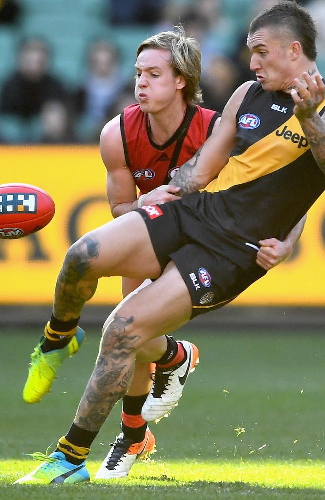 Dusty went off with 43 disposals against the Bombers on the weekend, netting the three votes. Picture: Getty Images