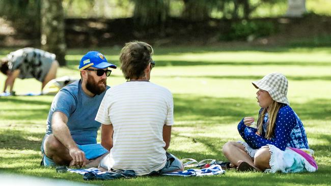 Social distancing in Broadbeach park. Supplied