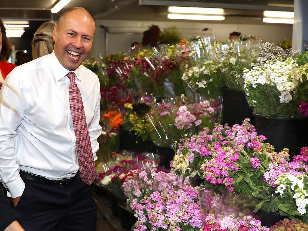 Treasurer Josh Frydenberg at Geelong Flower Farm in Moolap. Picture: Alison Wynd