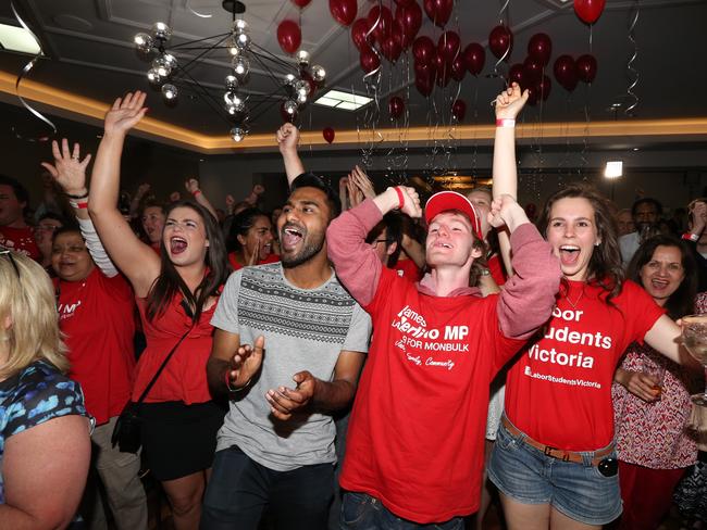 Daniel Andrews on stage at the Mulgrave Country Club at the end of the election night.