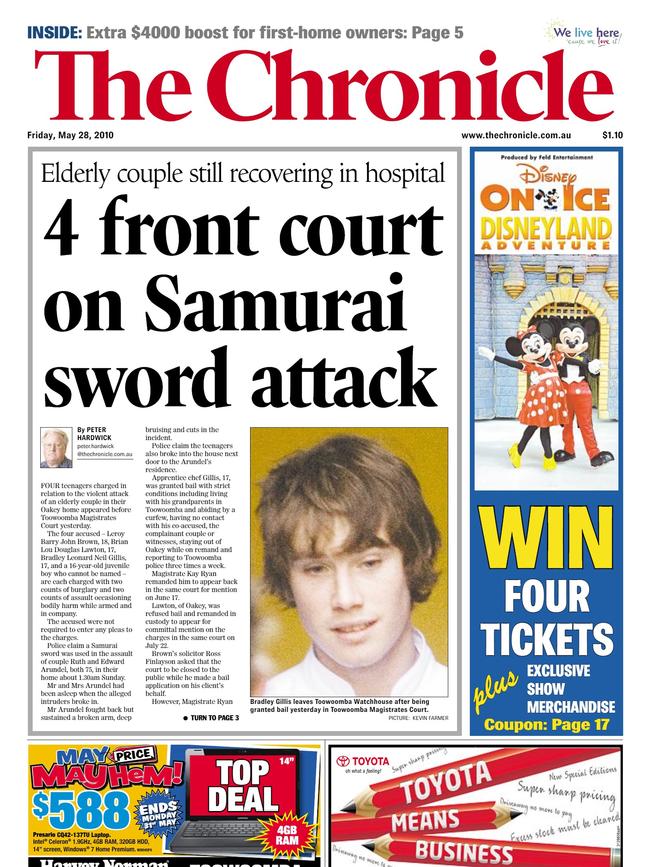 Front pages from The Toowoomba Chronicle in 2010.