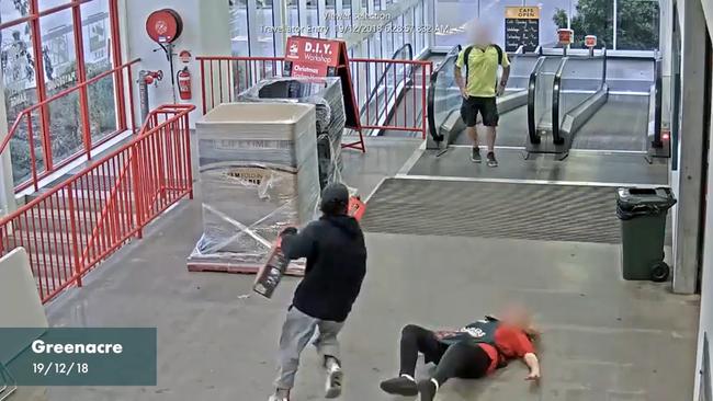 A staff member was seen knocked to the ground at Greenacre Bunnings on December 19, 2018. Picture: Bunnings