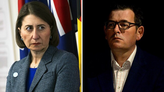 NSW Premier Gladys Berejiklian and Victorian Premier Daniel Andrews. Picture: Getty Images/Andrew Henshaw