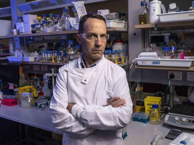 Trent Munro in a lab at the University of Queensland. Picture: Glenn Hunt