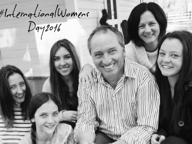 A 2016 post on Barnaby Joyce’s Instagram account, with Natalie and his daughters, to mark International Women’s Day.