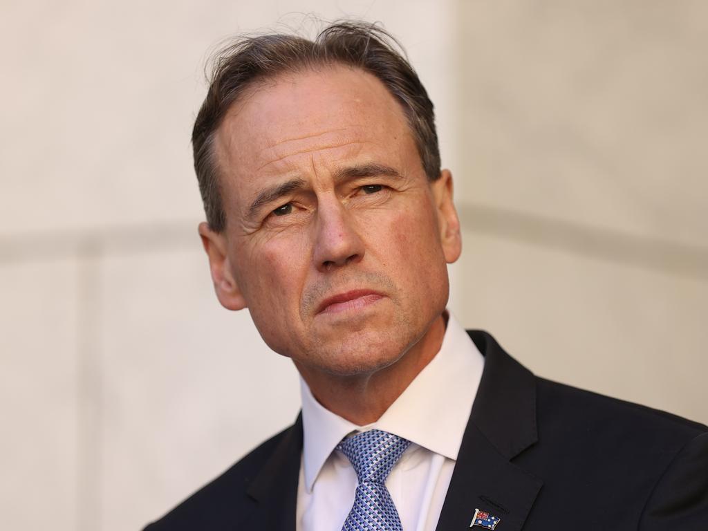 Greg Hunt denies the government’s hand has been forced by an oversupply of AstraZeneca. Picture: Gary Ramage / NCA NewsWire