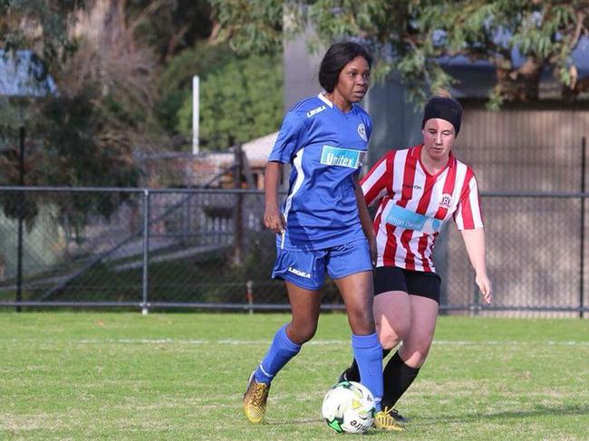 Melbourne stabbing victim Laa Chol, 19, was killed after she confronted teenage boys who gatecrashed a party . Picture: Supplied by Skye United FC/AAP