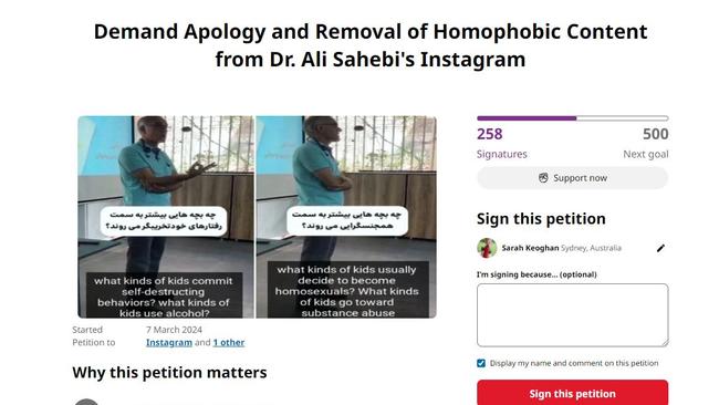 A previous petition demanded he take down “homophobic content”