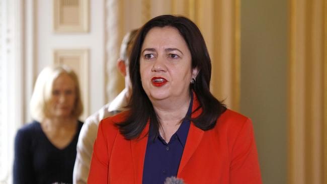 Queensland Premier Annastacia Palaszczuk during a press conference in Brisbane on Saturday. Picture: Tertius Pickard