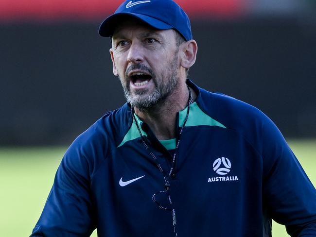 ADELAIDE, AUSTRALIA - OCTOBER 07:  Tony Popovic head  coach of the Socceroos during training  at Coopers Stadium on October 07, 2024 in Adelaide, Australia. (Photo by Mark Brake/Getty Images)