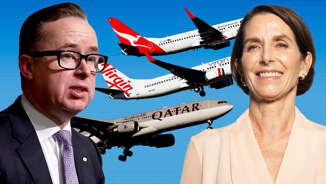 Qantas CEO Alan Joyce and Virgin Australia CEO Jayne Hrdlicka.