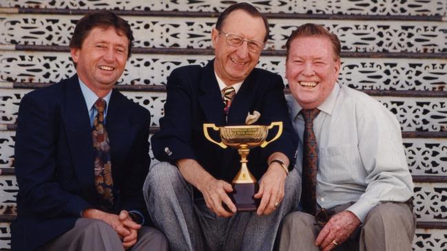 SA jockey greats John Letts, Pat Glennon and Bill Pyers with the 1994 Adelaide Cup.