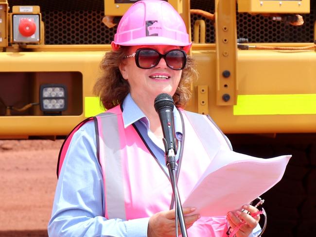 SUNDAY TELEGRAPH SPECIAL. Gina Rinehart special access at Roy Hill. Pink trucks