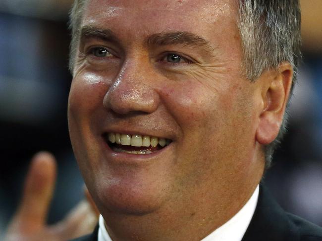 A hapy Collingwood president Eddie Maguire after the Collingwood vs Carlton match at the MCG. April 7, 2013.