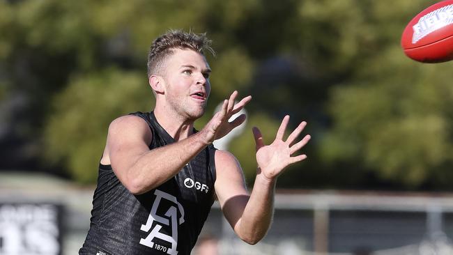 Port Adelaide’s Dan Houston training at Alberton Oval. Picture: SARAH REED