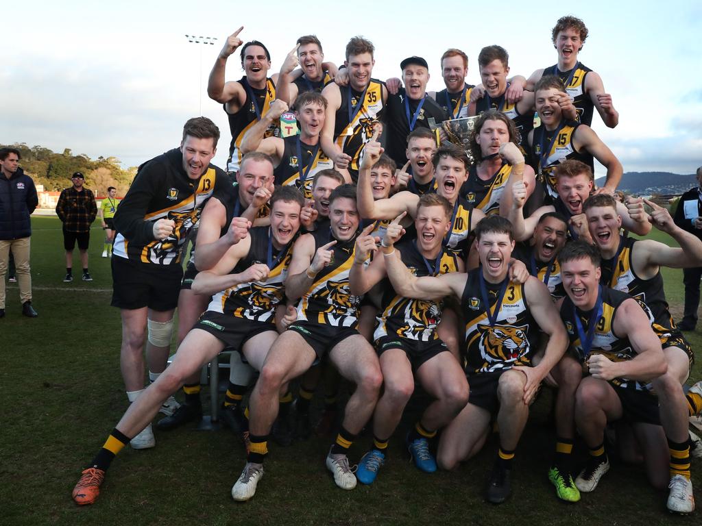 Tigers celebrate. TSL grand final Kingborough Tigers V North Launceston. Picture: Nikki Davis-Jones