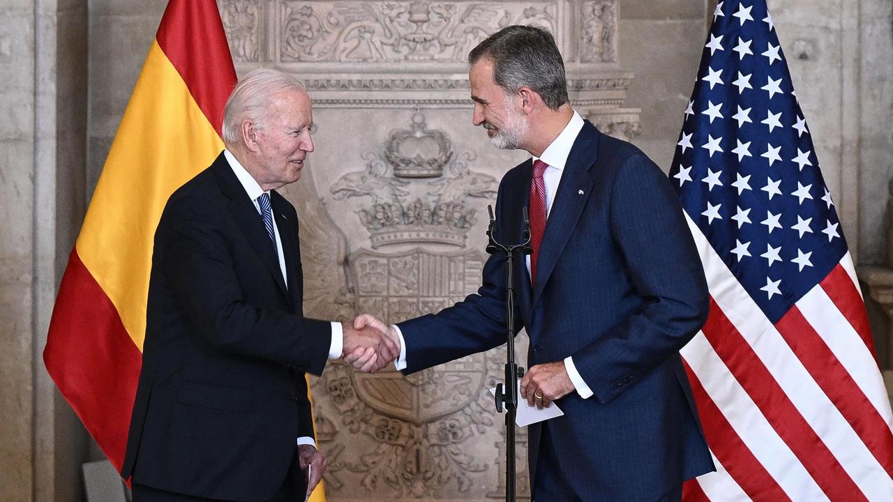 US President Joe Biden, pictured with King Felipe VI of Spain. Picture: Brendan Smialowski/AFP