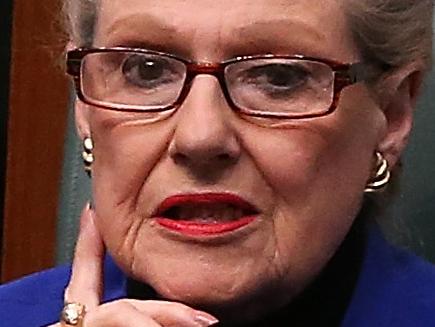 Bronwyn Bishop listening to New speaker Tony Smith in the House of Representatives Chamber, at Parliament House in Canberra.