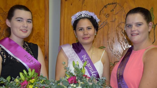 Runner up Elizabeth Pitt with winner Michelle Jannusch and Miss Showgirl 2015 runner up Fiona Gethering. Photo Erica Murree / Central & North Burnett Times