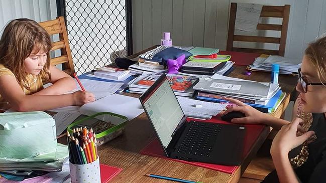 Stuck at home during Covid lockdowns, Cristina and Jaylin Greenhill had to learn at home. Photo: St Mary's Catholic College