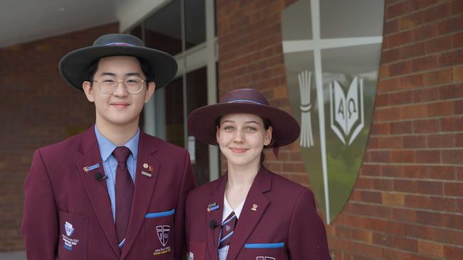 John Paul College school captains Henry Mao and Jazmine Kendall. Photo - contributed.