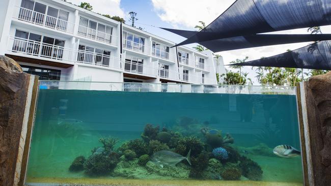 A viewing window to the living reef coral lagoon at the revamped Daydream Island. Picture: Lachie Millard