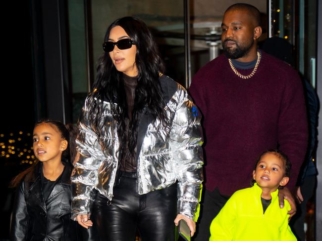 Kanye West with ex-wife Kim Kardashian and children North West and Saint West. Picture: GC Images