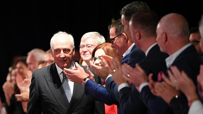 Paul Keating arrives at the Labor Party campaign launch for the 2019 federal election.