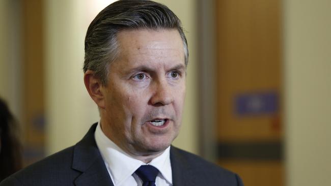 Health Minister Mark Butler speaks to reporters. Picture: NCA NewsWire / Philip Gostelow