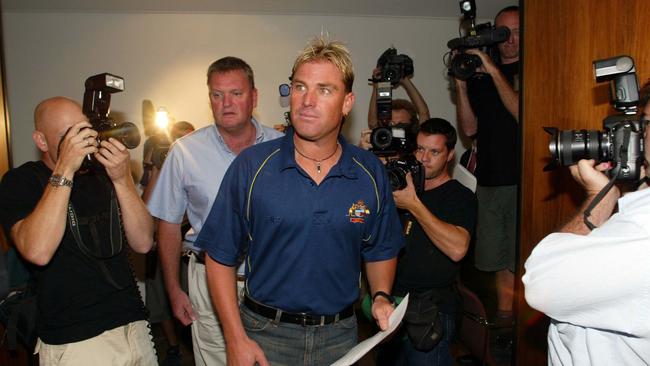 Shane Warne at Melbourne Airport after the World Cup in South Africa 2003. Pic: Michael Dodge