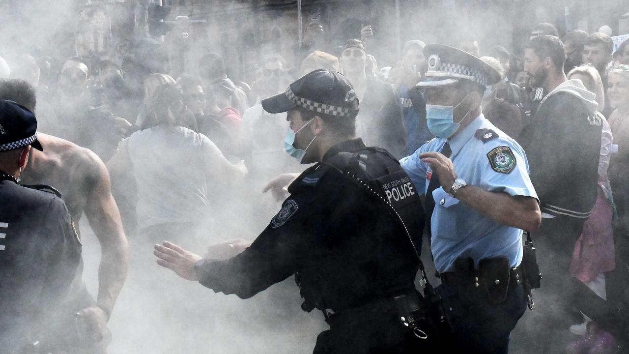 The Sydney protest turned violent as police tried to control the crowd. Picture: Matrix