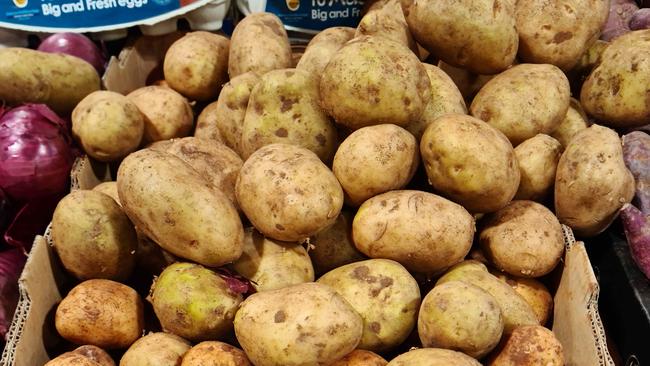 Fresh potatoes still lined the shelves even while frozen potatoes were in short supply. Picture: Justin Lloyd