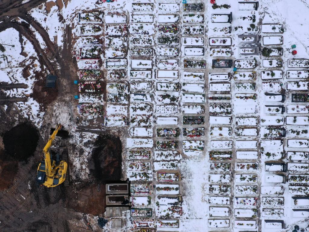 Sutton New Hall Cemetery in England’s West Midlands released on Wednesday showed an excavator at work as it saw an increase in use. Picture: Christopher Furlong/Getty Images