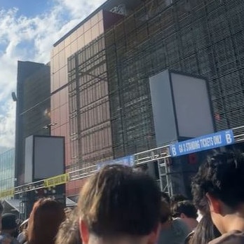 Bottles were thrown outside Travis Scott's concert venue.