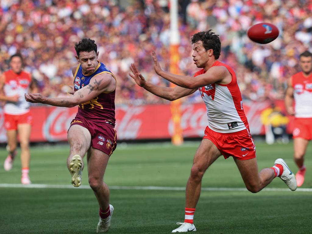 The Lions belted the Swans in the 2024 grand final. Picture: David Caird