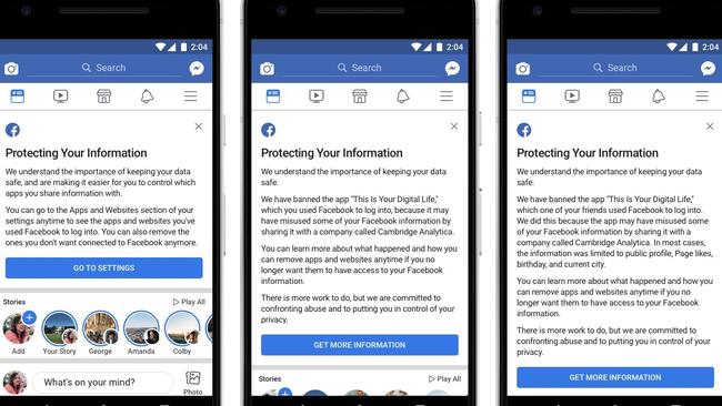 Facebook will roll out warnings to users to tell them whether their personal information has been stripped and sold to a third party.